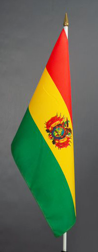 Bolivia with Emblen Hand Held Flag