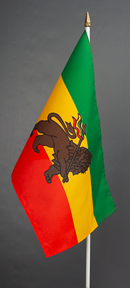 Ethiopia with Lion Hand Waver Flag Historical