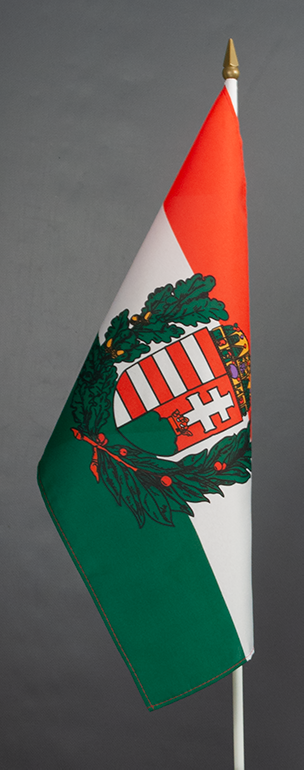 Hungary with Crest Hand Waver Flag