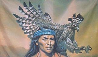 Red Indian with Eagle Flag