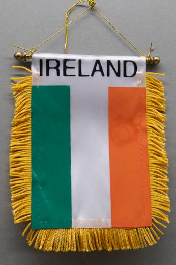 thumbnail image 2 of Ireland Mini Banner Flag 2-Sided – 4x6 Inch Polyester For Car Window Or Home Mirror Hanging 2 of 2