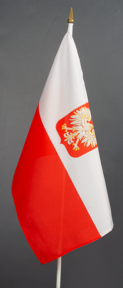 Poland with Eagle Hand Waver Flag