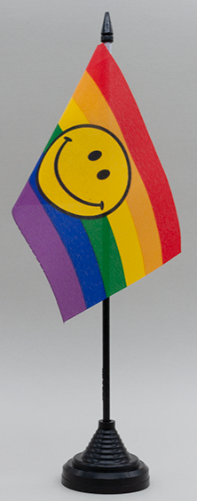 Rainbow Smiley Face Desk Flag