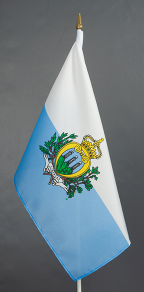 San Marino w Crest Hand Waver Flag