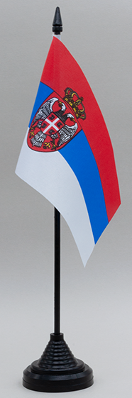 Serbia w.Crest Desk Flag