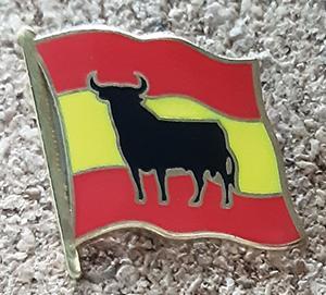 Spain w Bull Flag Lapel Pin Gold