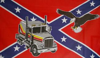 Truck and Eagle on Rebel Flag US
